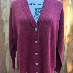 Women's Burgundy Cardigan Sweater. Vegan Cashew. NWT